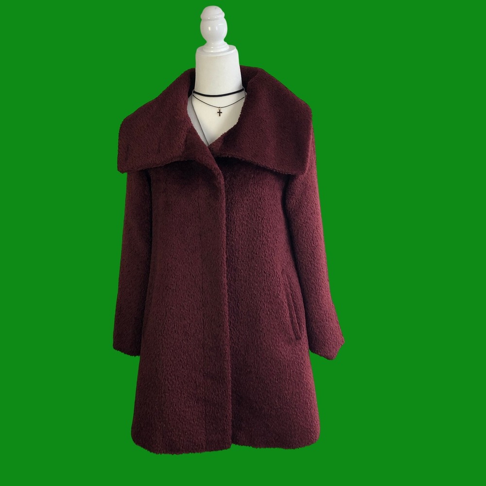 Max Mara Studio Burgundy Alpaca Wool Coat Made in Italy Womens US Size 2 Wine